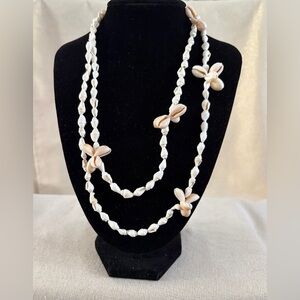 White and Natural Shell Long Necklace - Women Jewelry